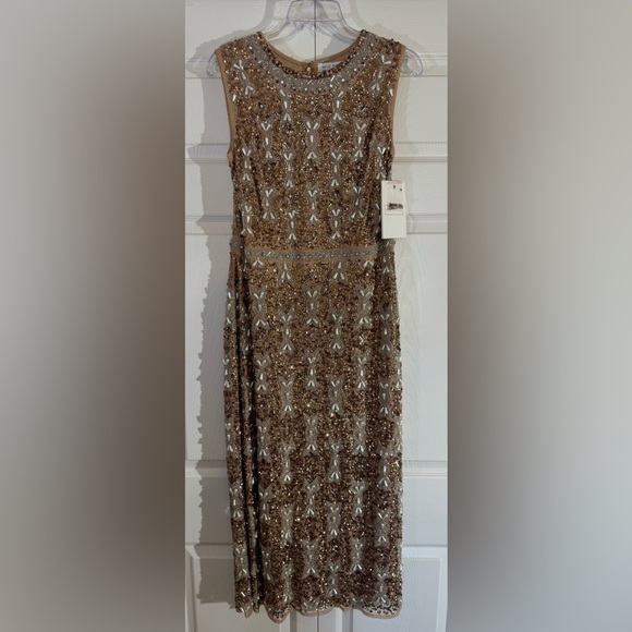 Elegant Gold Sleeveless Dress Mac Duggal Style 93764 Size 12 NWT - Picture 5 of 8